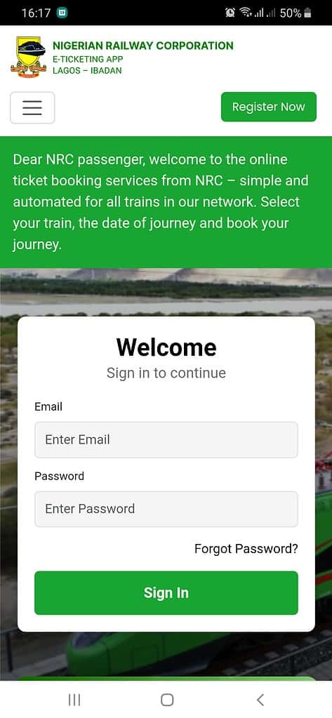 Lagos to Ibadan train online