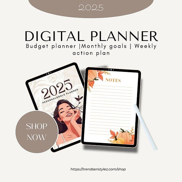 2025 Printable or Digital Personal goals planner