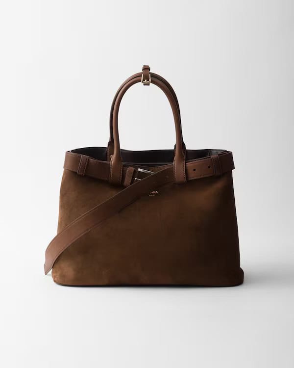 Prada buckle bag in suede brown